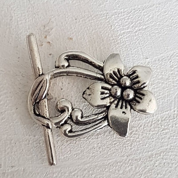 5 Toggle Clasps Blomsterm&oslash;nstre Romantisk S&oslash;lv