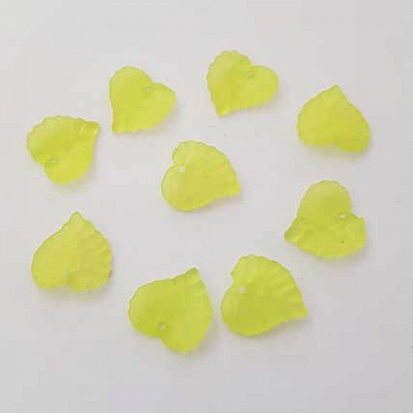 5 breloques feuilles vert clair en acrylique translucide 15 x 14 mm