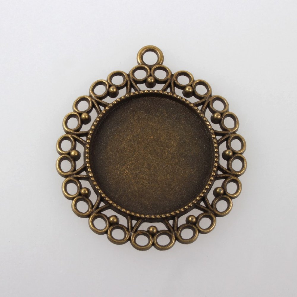 5 x 25 mm cabochonholdere i bronse, cabochonanheng 118AB 