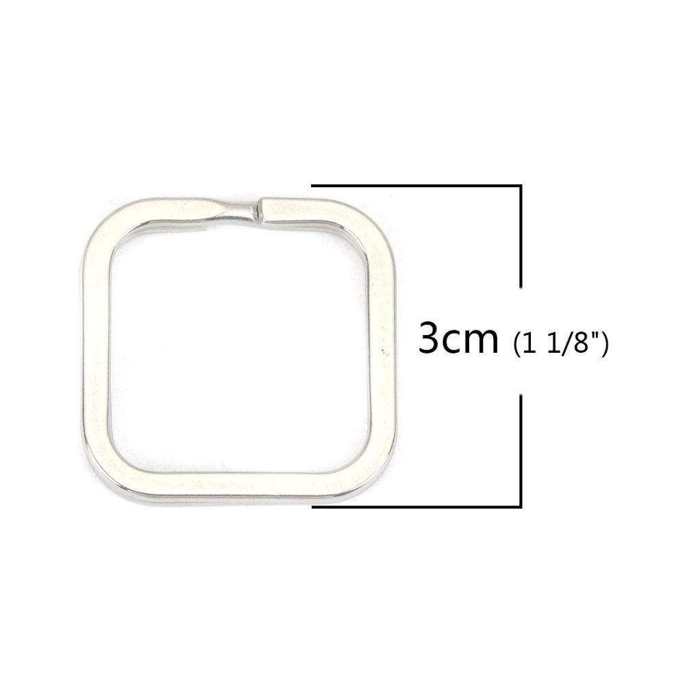 Nøkkelring firkantet form Rustfritt stål 30 x 30 mm