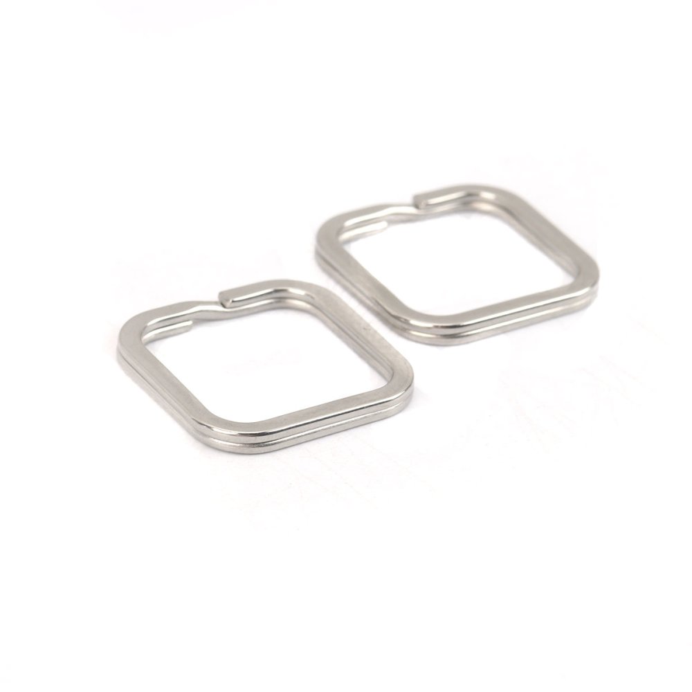 Nøkkelring firkantet form Rustfritt stål 30 x 30 mm