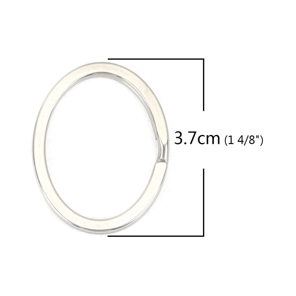 Oval nøkkelring Rustfritt stål 37 x 29 mm