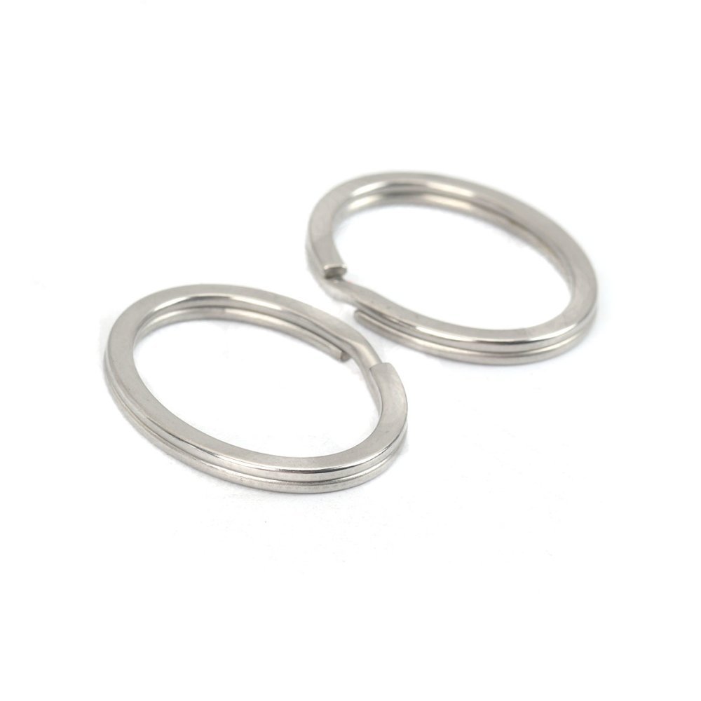 Oval nøkkelring Rustfritt stål 37 x 29 mm