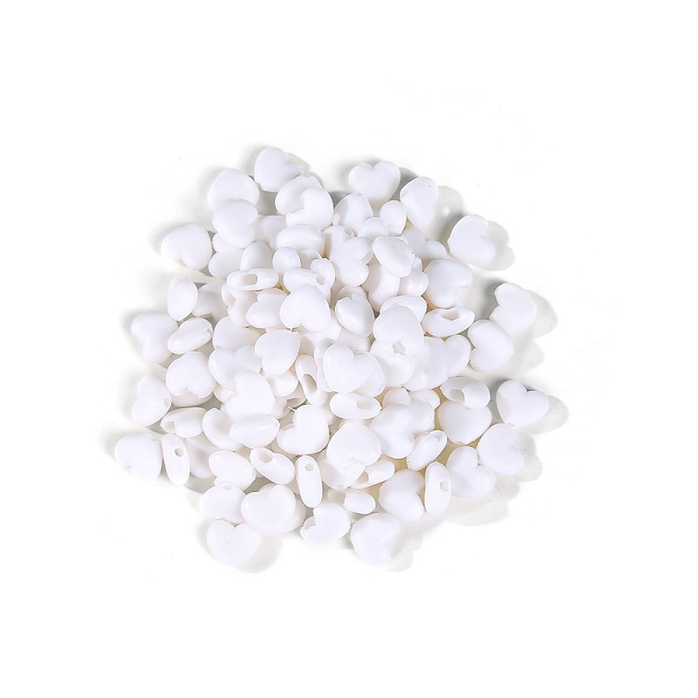 Elastisk slips med hvit gummi-hjertespenne N°04 x 10 stk.