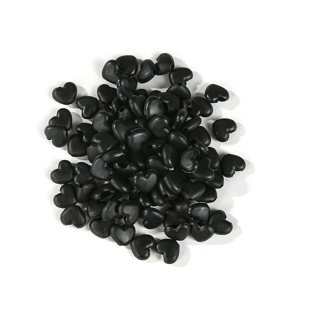 Elastisk slips med svart gummi-hjertespenne N°04 x 10 stk.
