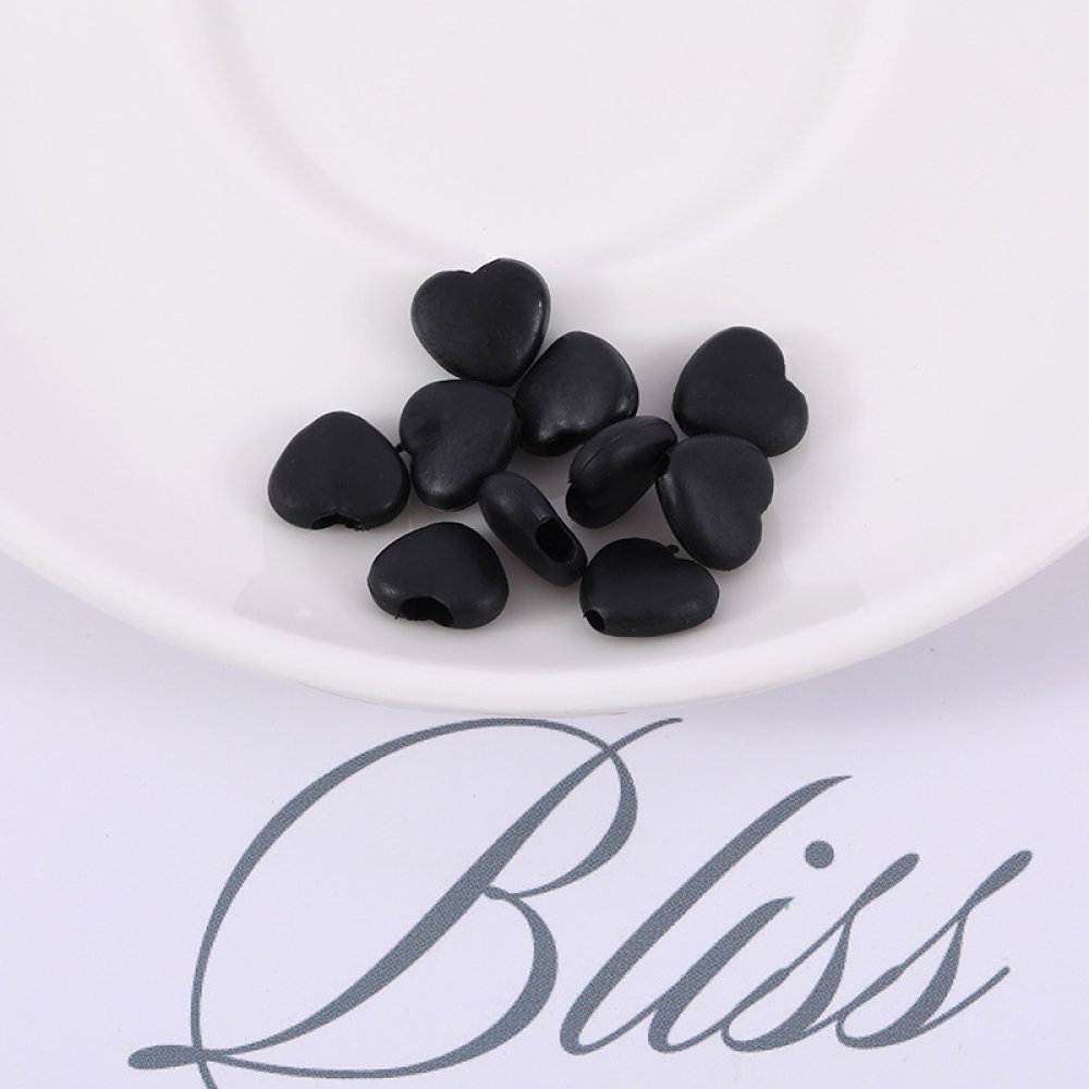Elastisk slips med svart gummi-hjertespenne N°04 x 10 stk.