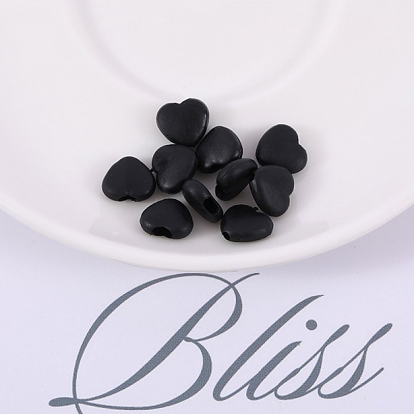 Elastisk slips med svart gummi-hjertespenne N&deg;04 x 10 stk.