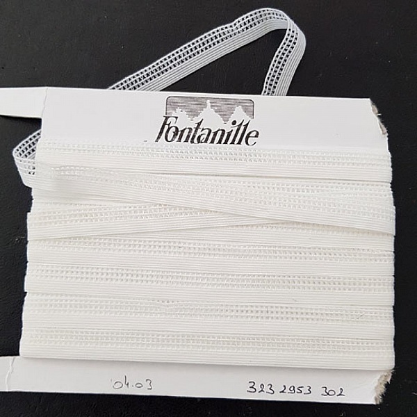 Av meteren Fancy hvit elastisk 12 mm.