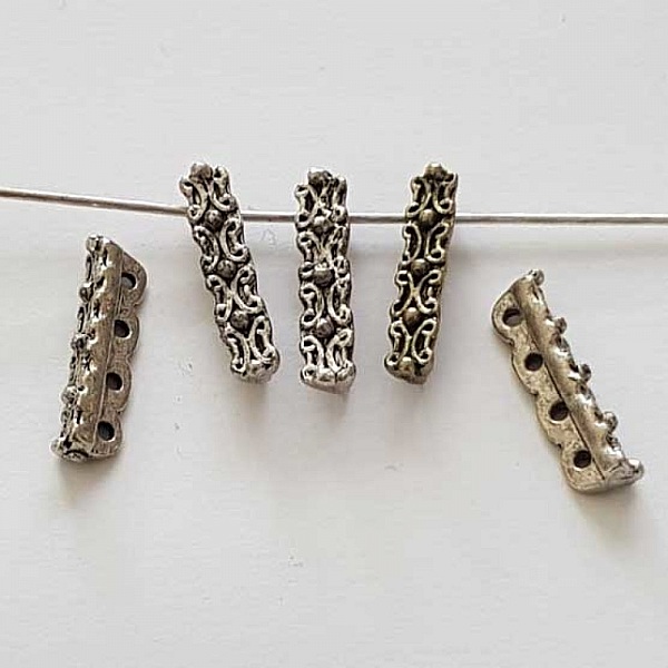 Barre Argent Entretoise S&eacute;parateur perle, multi rangs 4 trous N&deg;04