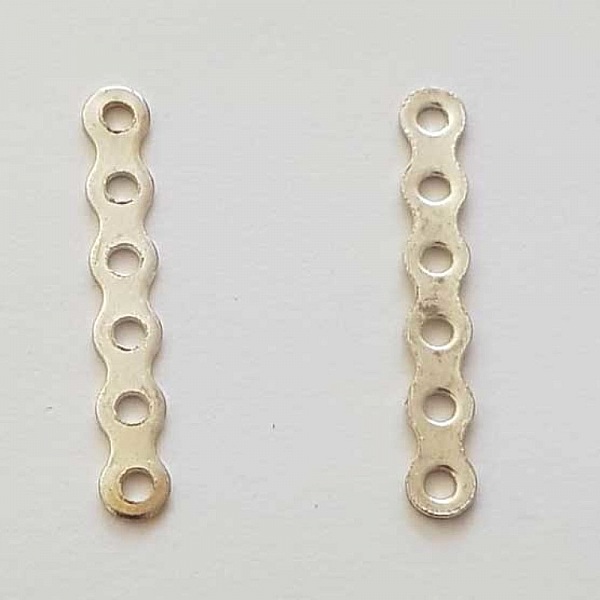 Barre Argent Entretoise S&eacute;parateur perle, multi rangs 6 trous N&deg;01