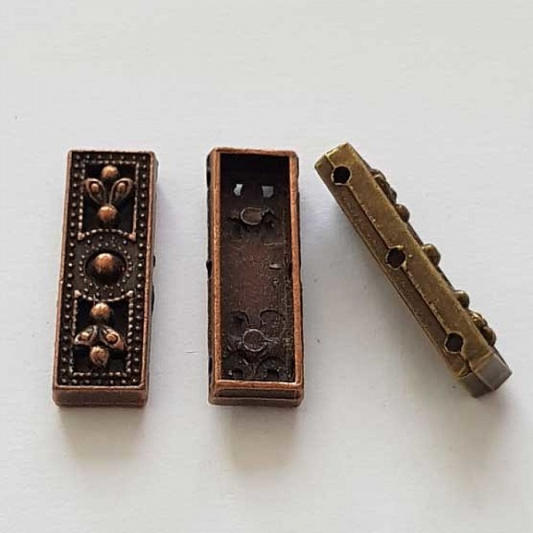 Barre Bronze Entretoise S&eacute;parateur perle, multi rangs 3 trous N&deg;06