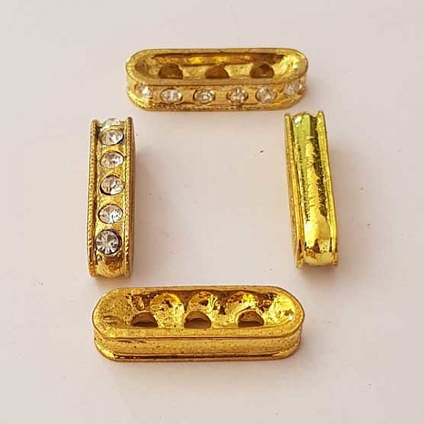 Barre Dor&eacute; Entretoise S&eacute;parateur perle, multi rangs 3 trous N&deg;08