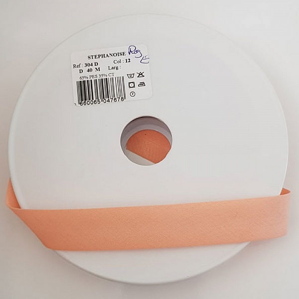 Bias ensfarget all tekstil 1 Meter hals 12 Rosa