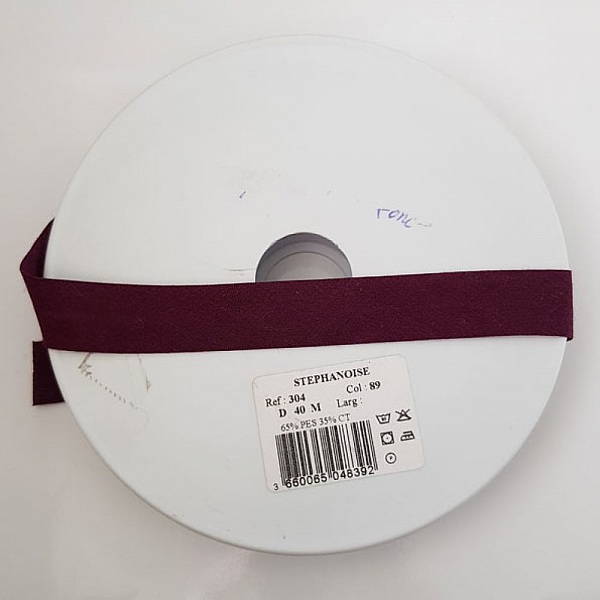 All tekstil ensfarget forspenning 1 Meter hals 89 Dark Mauve