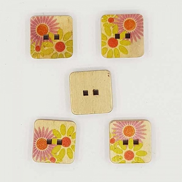 Bouton bois Carr&eacute; 14 mm N&deg;01