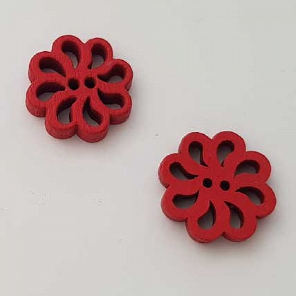 Bouton bois Fleur Rouge N&deg;01-01