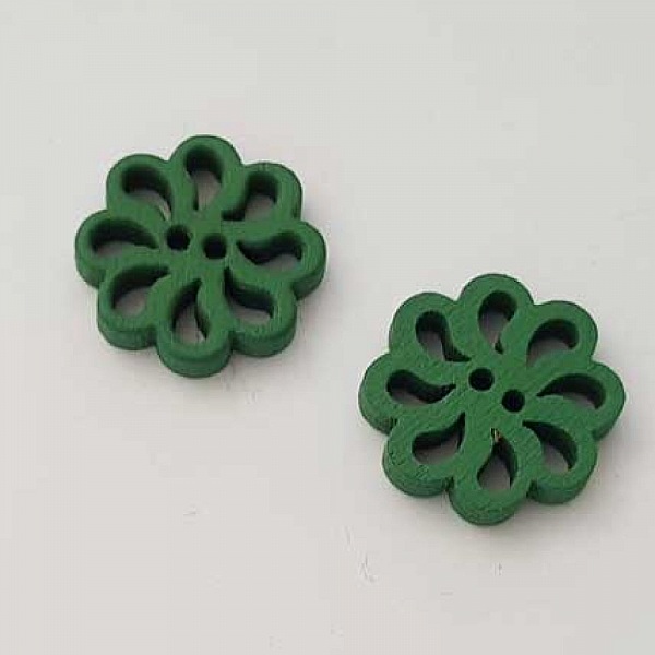 Bouton bois Fleur Vert Fonc&eacute; N&deg;01-01