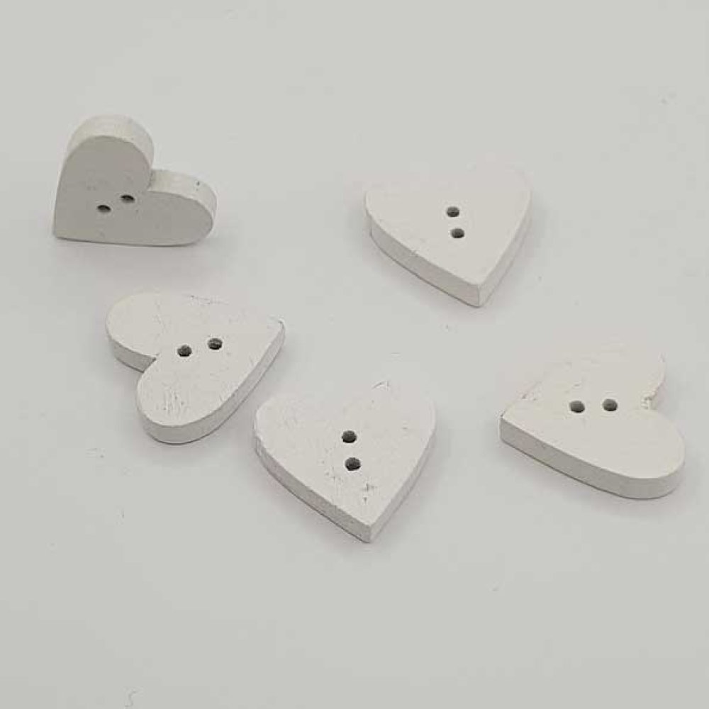 Treknapp, hvitt hjerte N°01-05