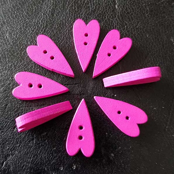 Hjerteknapp i tre lilla N&deg;02-07