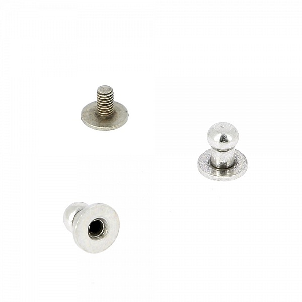 Bouton de col &agrave; visser 7 mm Argent en Zamak Plaqu&eacute; Argent a vis