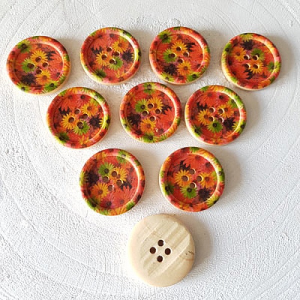 Treknott blomster 30 mm N&deg;09 x 10 stk.