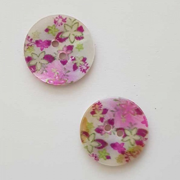 Bouton fantaisie Rond &agrave; fleurs 18 mm N&deg;09