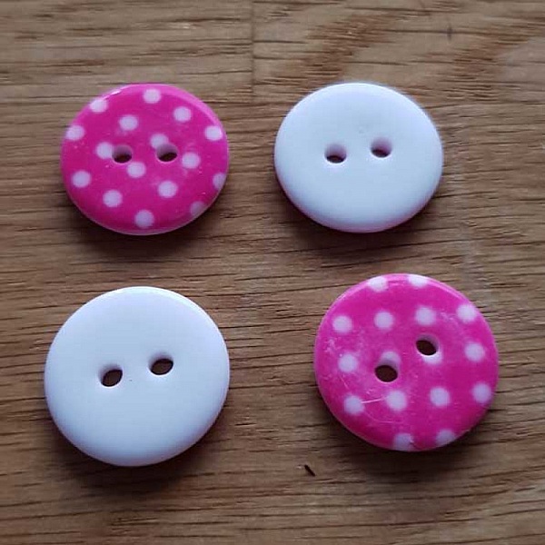 Bouton fantaisie &agrave; pois 18 mm Rose Fonc&eacute;