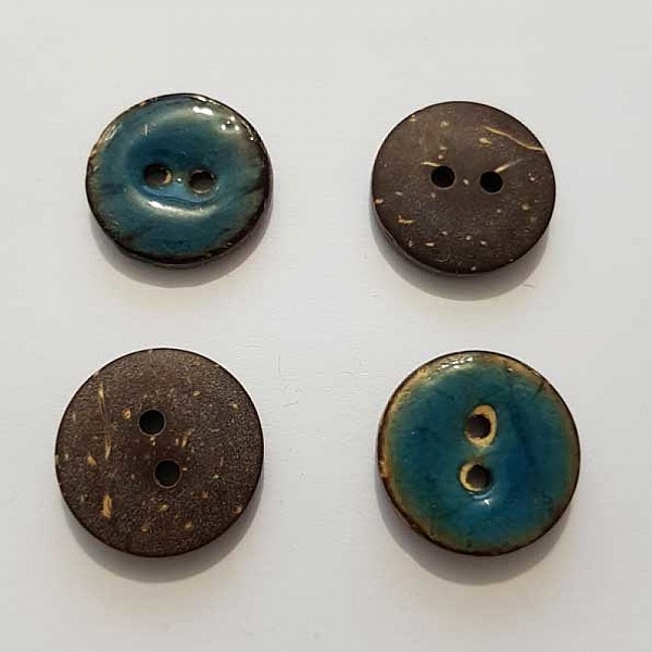 Boutons 20mm &agrave; deux trous ronds en noix de coco N&deg;06