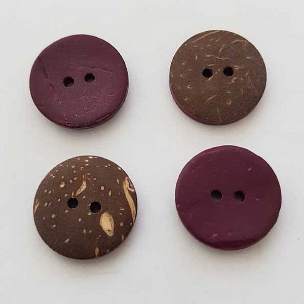Boutons 23mm &agrave; deux trous ronds en noix de coco N&deg;22