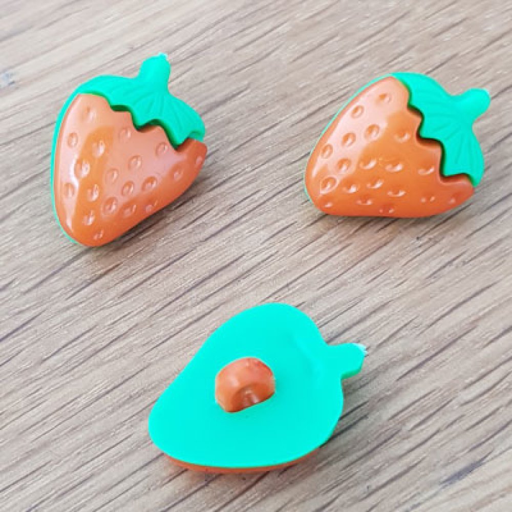 Fancy knapper, barn, babyer Jordbær mønster N°03 grønn og oransje