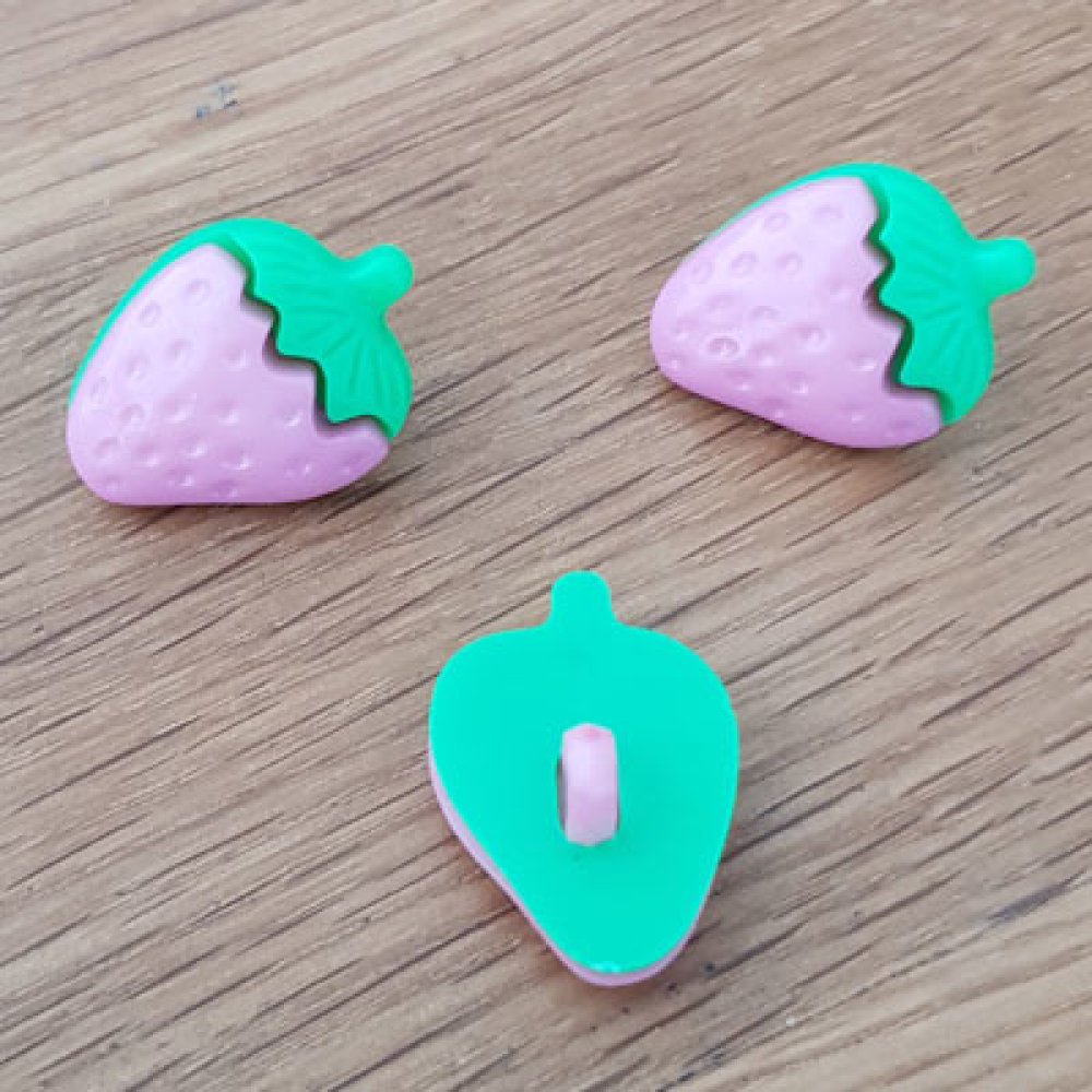 Fancy knapper, barn, babyer Jordbær mønster N°08 grønn og rosa