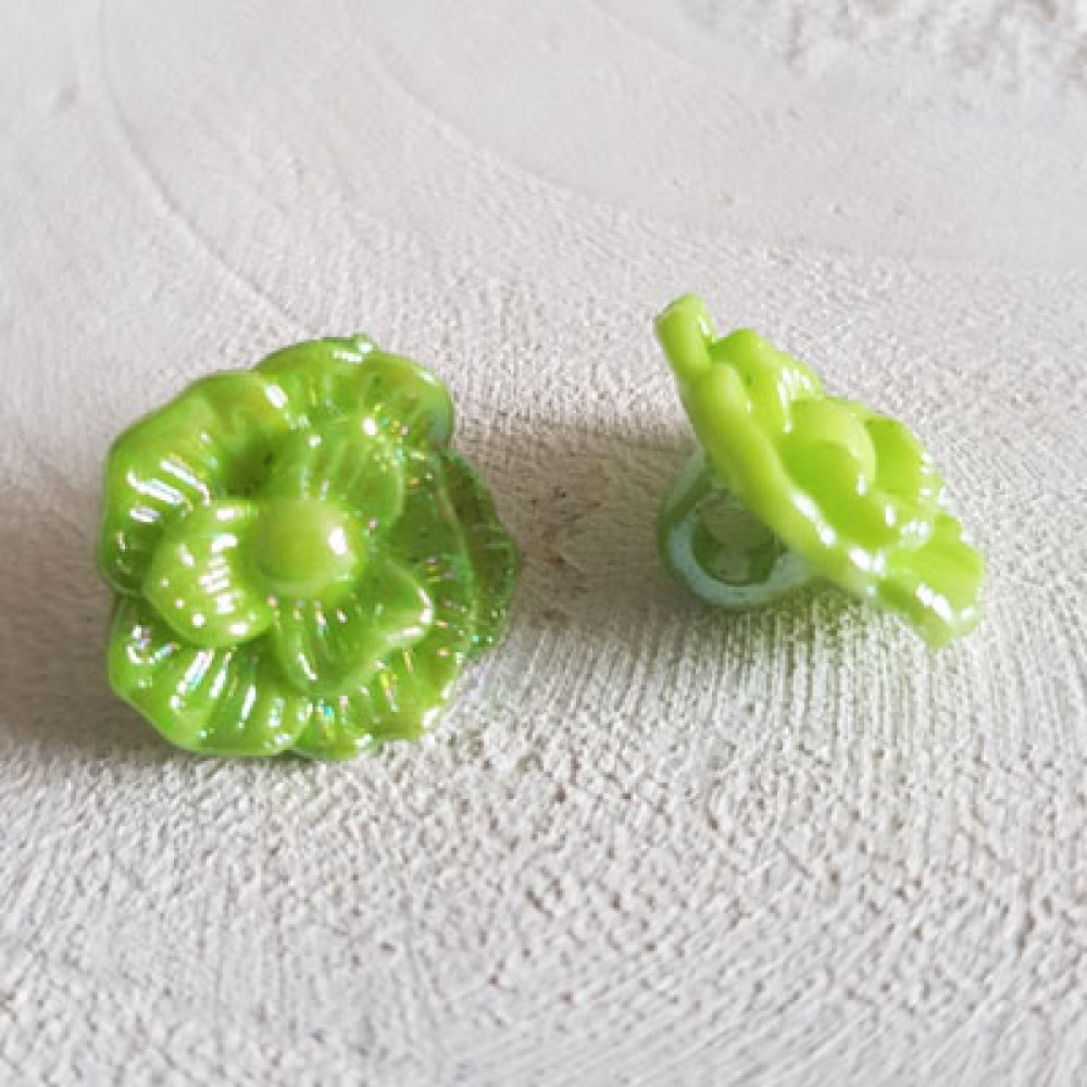 Fantasiknapper for barn og babyer Blomstermotiv N°02-02 Grønn