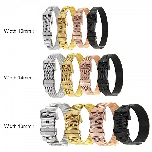 Armb&aring;nd i rustfritt st&aring;l 10 mm svart