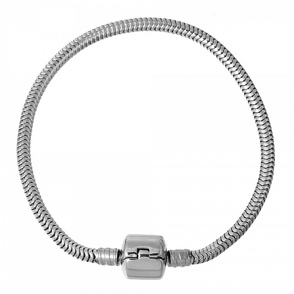 Bracelet Acier Inoxydable N&deg;04 Argent Fermoir Clip 18 cm