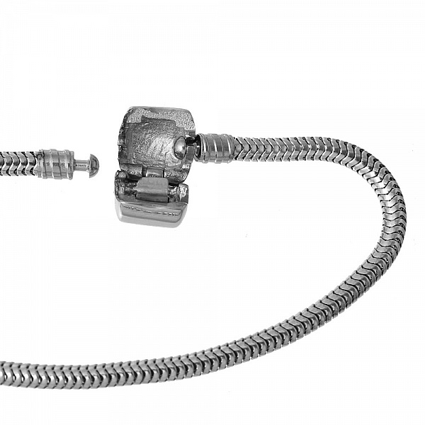 Bracelet Acier Inoxydable N&deg;04 Argent Fermoir Clip 18 cm