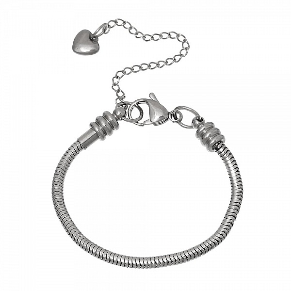 Bracelet Acier Inoxydable N&deg;05-02 Argent Fermoir Mousqueton 19 cm