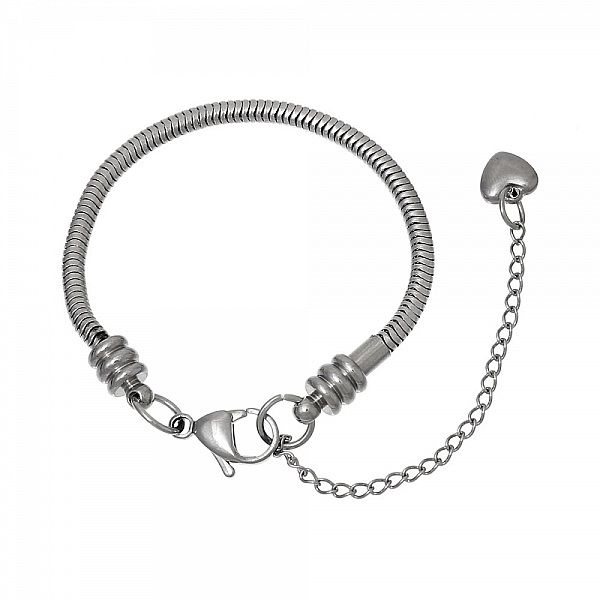 Bracelet Acier Inoxydable N&deg;05-02 Argent Fermoir Mousqueton 21 cm