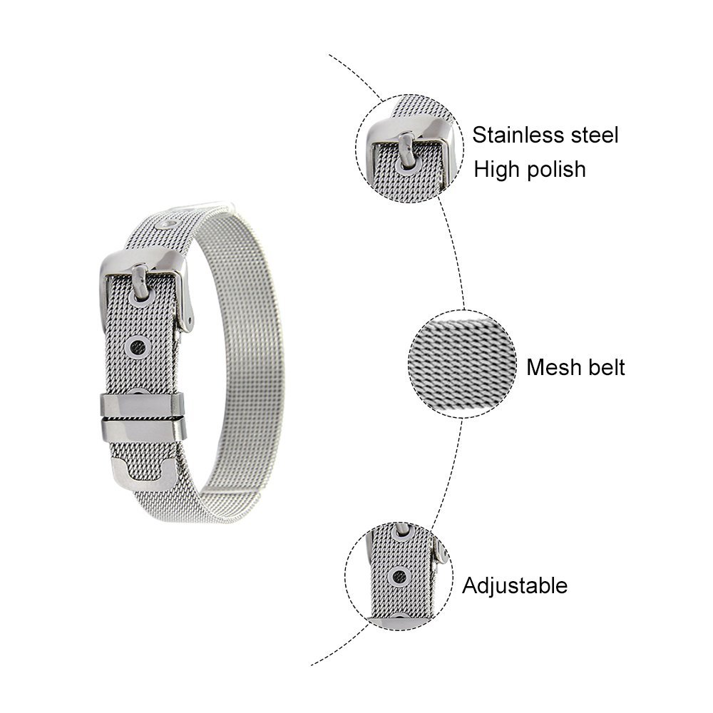 Armbånd i rustfritt stål 10 mm sølv