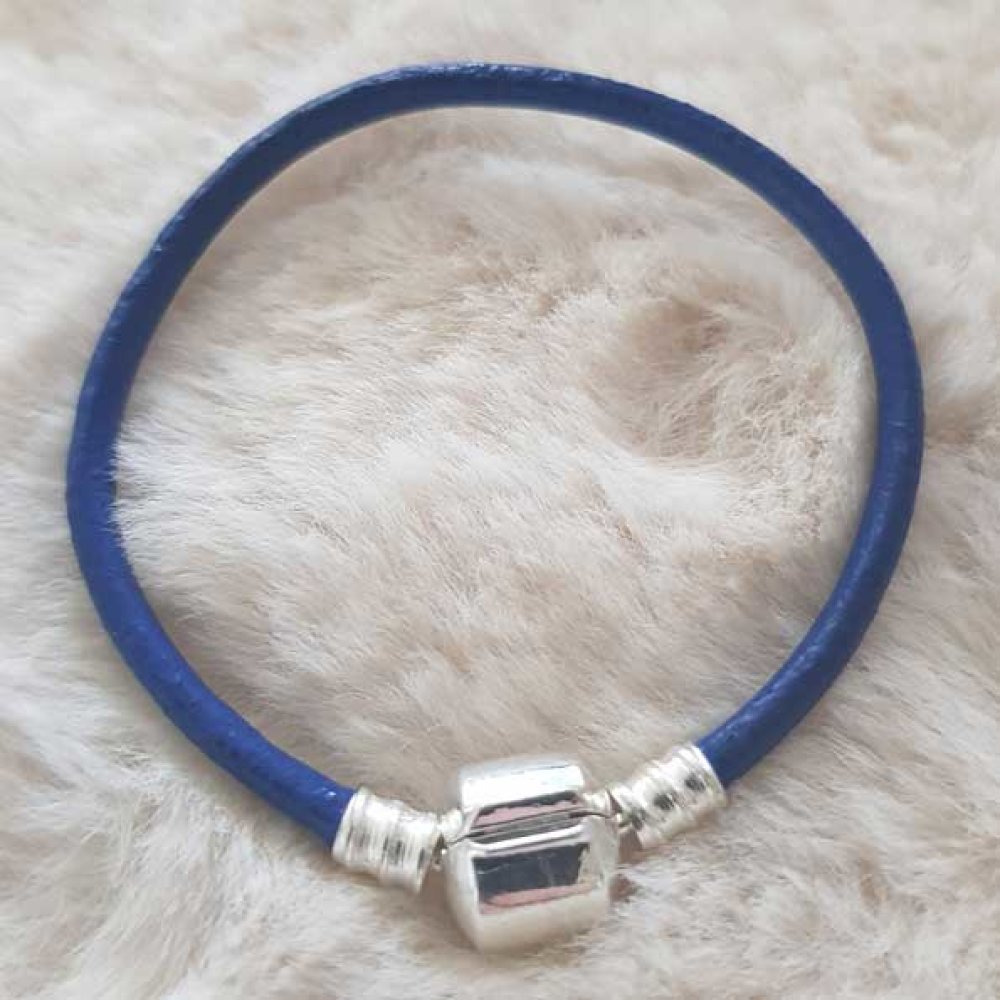 European Clip Bracelet Plain 01 FRA 15 TIL 23 CM Blå