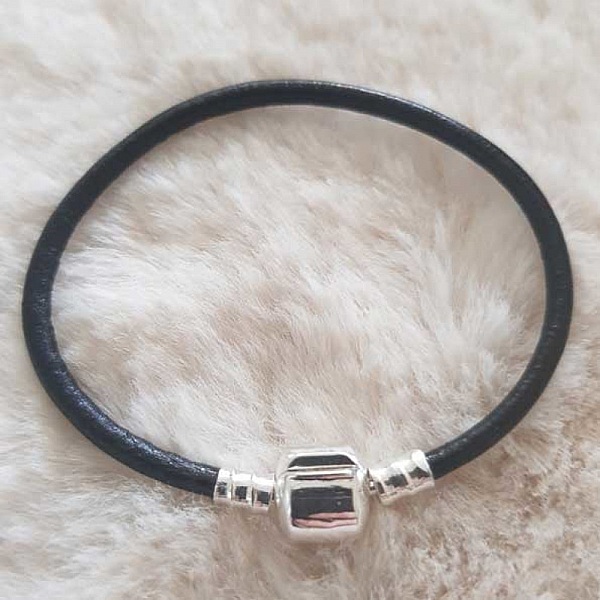 European Clip Bracelet Plain 01 FRA 15 TIL 23 CM Svart