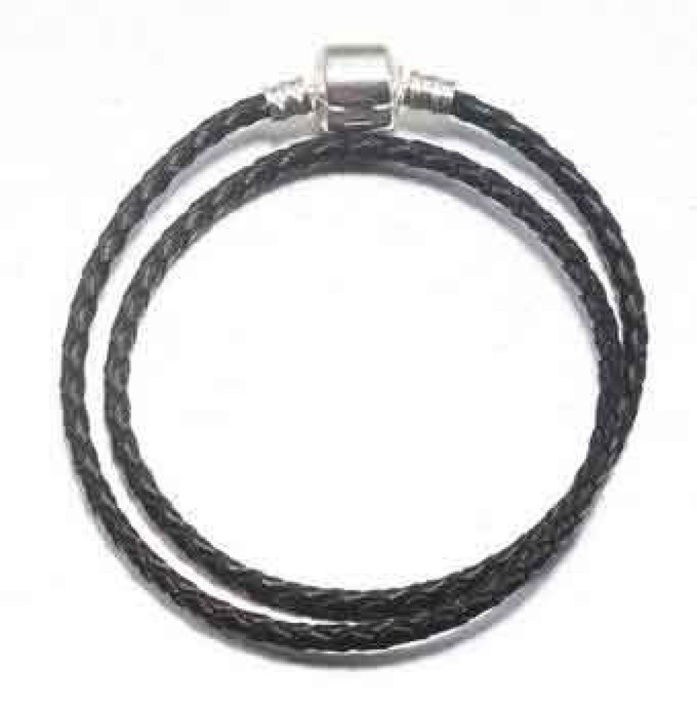 Europeisk 2-svinger flettet armbånd Clip Uni 01 18cm Svart