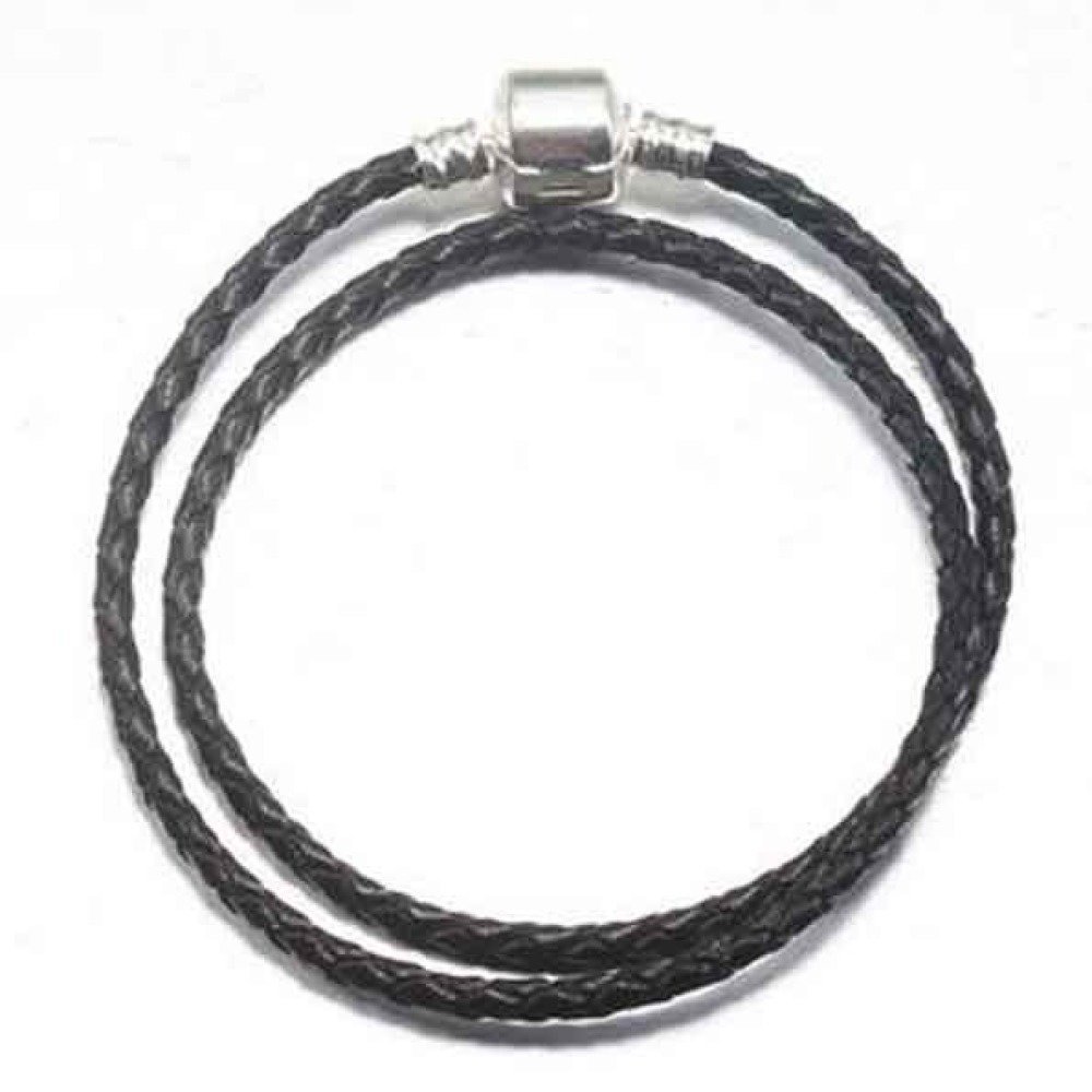Europeisk 2-svinger flettet armbånd Clip Uni 01 18cm Svart