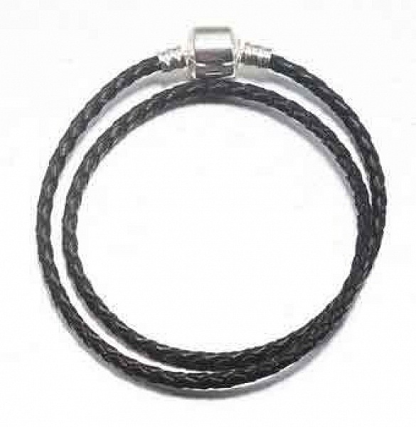 Europeisk 2-sving flettet armb&aring;nd Clip Uni 01 21cm Svart