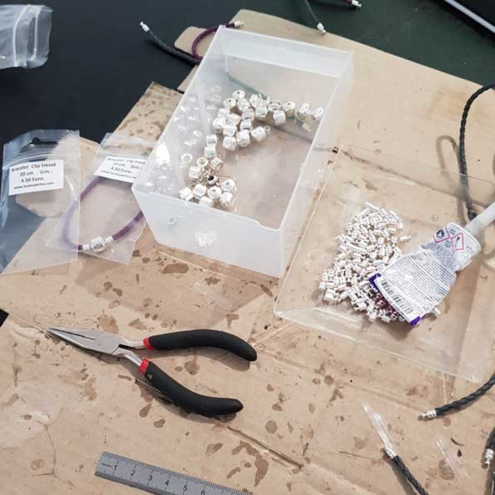 Europeisk flettet armbånd Clip Uni 02 FRA 15 TIL 23 CM Hvitt