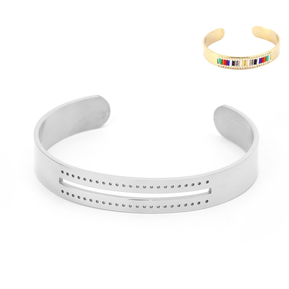 Rustfritt stål 10 mm semi åpen mansjett armbånd N°07