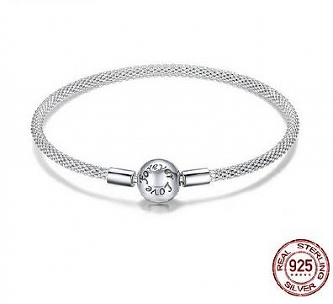 Bracelet Tiss&eacute; Argent 925 Fermoir Clip 19 cm