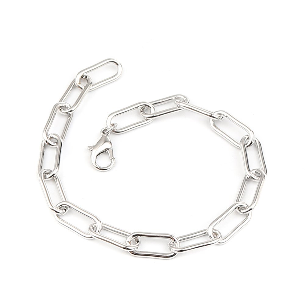 Bracelet maille ovale plaqué platine 22 cm N°01