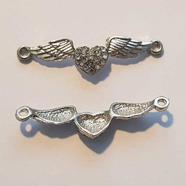 Breloque Aile N&deg;006 Argent et Strass