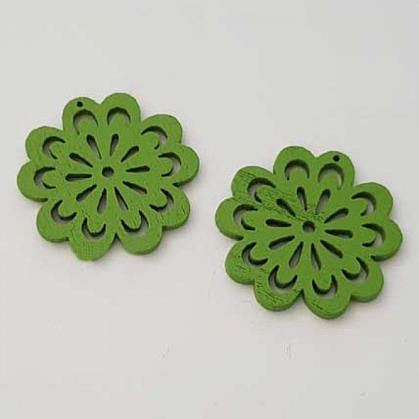 Breloque Fleur Bois N&deg;01 Vert