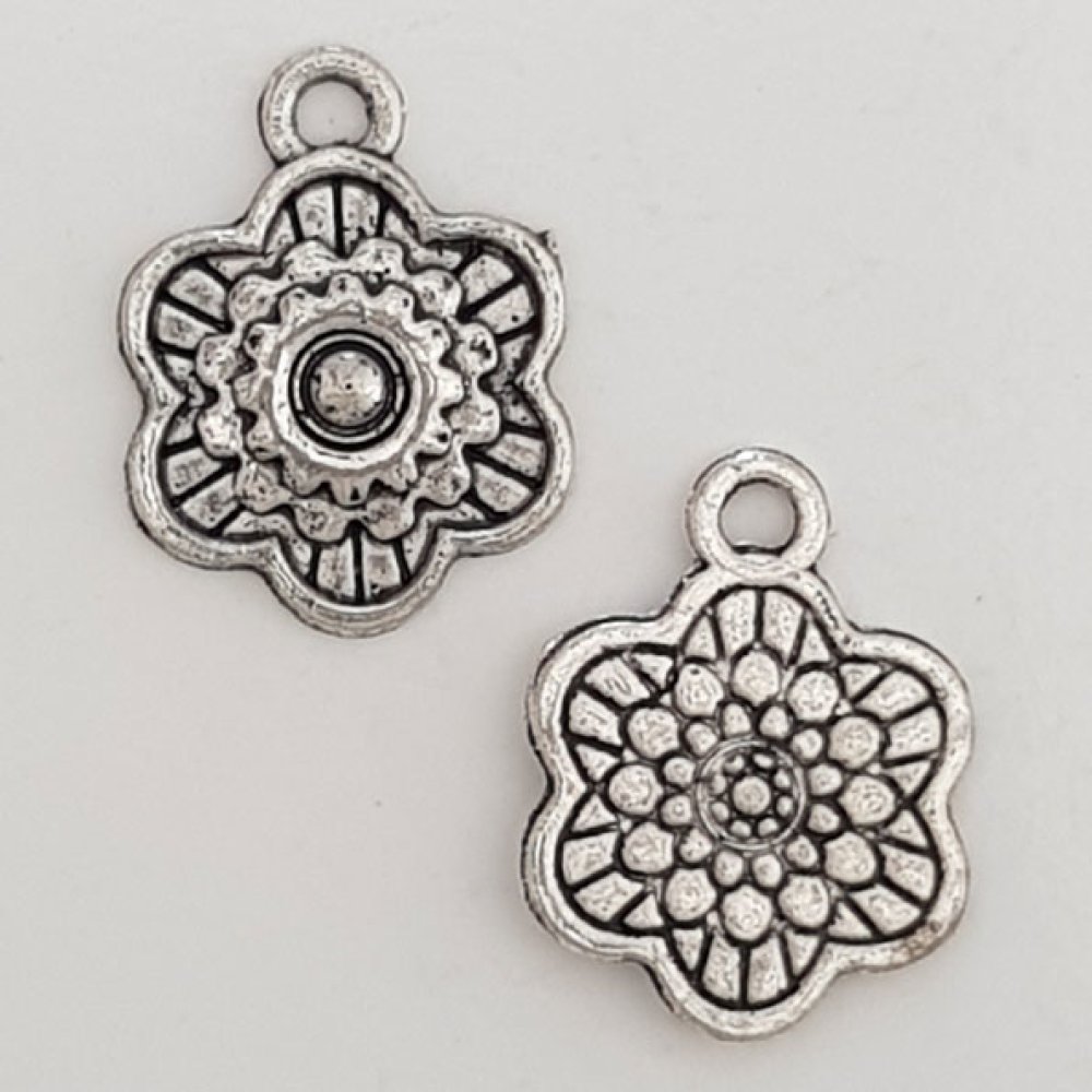 Flower Charm Metal N°047 Sølv